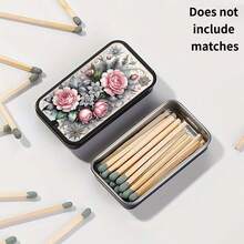 1pc Gothic Style Pink Rose Bouquet Pattern Matchbox, (Matches Not Included), Minimalist Portable High-End Matchbox, Perfect Gift For Loved Ones, Ideal For Halloween, Christmas And Holidays, Excellent Gift Choice, Perfect Gift. - Multicolor - View 3