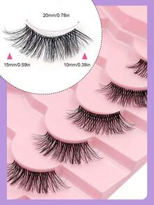 Asiteo 7 Pairs Half False Eyelashes, Reusable, Natural & Thin, Fluffy Cross-Style, Curled Outer Corner Lashes, Outer Corner Lengthening, Transparent Band, Suitable For Daily Commute, Wedding, Travel, Christmas - Black - View 4