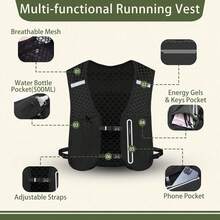 1pc Running Backpack With 500ml Soft Water Bottle, Running Hydration Vest, Lightweight Hydration Bag, Suitable For Outdoor Hiking, Trail Running, Cycling Races, Mountain Climbing, Men's Water Bladder Backpack - Black - View 6