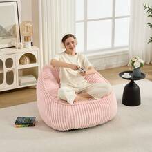 Light Luxury Style Bean Bag/Striped Design Bean Bag/Memory Foam/Versatile Use/Ergonomic Design/No Assembly Required/Suitable For Living Room, Bedroom, Shopping Malls - Pink - View 3