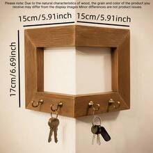 1Set Rustic-Style Wall-Mounted Key Rack Featuring 4 Hooks,Suitable For Displaying In Bedrooms,Home Walls, And For Organizing Art And Crafts.This Wooden Entryway Storage Rack Serves As A Key Hook,Bedroom Decor,Shelves For The Wall,Key Holder Wall - Multicolor - View 13