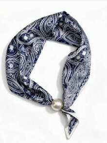 1pc Magnetic Buckle Small Square Scarf Long Silk Scarf Women Spring Summer Matching Shirt Professional Decorative Thin Scarf - Multicolor - View 6