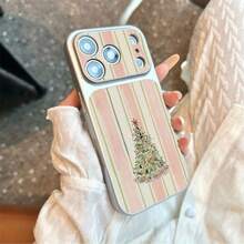 1pc TPU Material Soft Girl Style Christmas Tree Pattern Phone Case Suitable For Apple 17 Pro Max/17/16 Pro Max/15/13/12/11 Large Window Skin Full Coverage Anti-Drop Soft Shell Phone Protective Cover - Silver - View 4