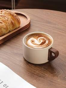 Vintage Country Style Stoneware Coffee Cup Set With Bread Plate And Wooden Tray, Mid-Century Ceramic Breakfast Cup, Suitable For Croissants, Toast, Oatmeal, Single Person Morning Ritual, Handmade Pottery Gift, Home Bistro Style - Multicolor - View 18