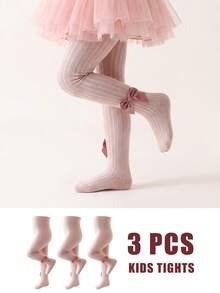 3 Buah Legging Bayi Balita Musim Semi & Gugur, Celana Ketat Warna Polos untuk Bayi Perempuan dan Anak-anak - MultiWarna - View 7