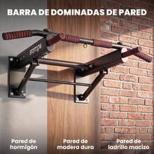 SPORTNOW Barra de Dominadas para Pared Plegable, Barra de Dominadas con 3 Anillas para Bandas de Resistencia, Agarres Antideslizantes, Carga 120 kg, para Entrenamiento en Casa, Gimnasio, Negro - Negro - Ver 2
