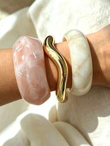 3pcs/Set Vintage Wide Cuff Y2K Women's Casual Bracelet Set, Suitable For Daily Wear, Dating And Vacation - Multi-color K - View 2