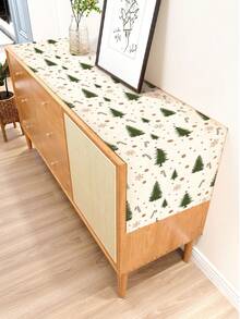 1pc Christmas Pattern Printed Table Runner, 4pcs Christmas Pattern Printed Placemats, Suitable For Holidays, Parties, Birthdays, Dinner, Kitchen Dining Table Decoration, All-Season Room Decor, Home Textile Decoration Table Runner - Multicolor - View 6