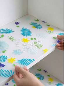 1捲 30*150cm/30*100cm 30S 加厚抽屜襯墊，彩色葉子三葉草花卉圖案，防滑防水防油防潮保護墊，適用於廚房櫥櫃衣櫃抽屜，居家日常收納使用 - A - 查看 3