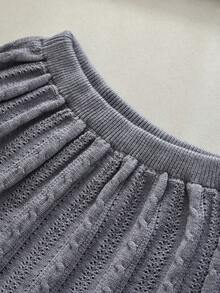 bearleader Girls 2pcs Winter Knit Set, Floral Large Collar Button-Up Sweater With Grey Skirt - Grey - View 8
