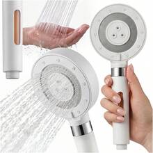 5 Mode Handheld Shower Head With Replaceable Water Filter, White 27.5 * 11 Cm Shower Handle With Adjustable Spray Settings, Efficient Even Flow And Ergonomic Grip, Standard Thread Bathroom Shower Head For Daily Bathing - White-1pc - View 1