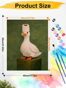 1 Set Digital Oil Painting Kit, Suitable For Beginners, Little Duck With Tissue On Head Pattern - Adult Beginner Set, Birthday Gift, Anniversary Gift, Holiday Gift, Home Decor - A - View 6