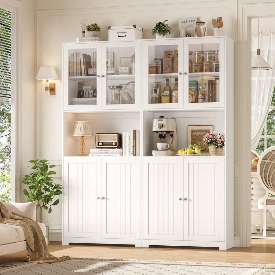 Glass Display Cabinets - White - View 1