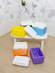 1:12 Miniature Insulated Cooler Box Ice Container Collectible Model, Mini Outdoor Open-Top Portable Insulated Bucket For Model House, Multi-Color Camping Picnic Model Decor - Multicolor - View 8