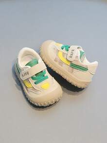 1 Pair Toddler Heart Contrast Color Patchwork Hook & Loop Closed Toe Flat Casual Sneakers For Daily Wear[Select By Actual Cm Inner Length] - Green - View 4