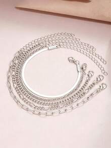 5pcs/Set New Fashion Zinc Alloy Waterproof Anti-Rust Twisted Snake Chain Bracelet Set, Suitable For Women's Daily Wear, Party Outfits And Gifts (Please Do Not Wear During Exercise Or Bathing) - Silver Five-piece Set - View 4