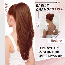 Clip-In Ponytail Extension 24 Inch Long Wavy Multi-Layer Clip-In Ponytail Hair Piece High Ponytail Soft Hair Piece For Women Deep Ginger - Multicolor - View 5