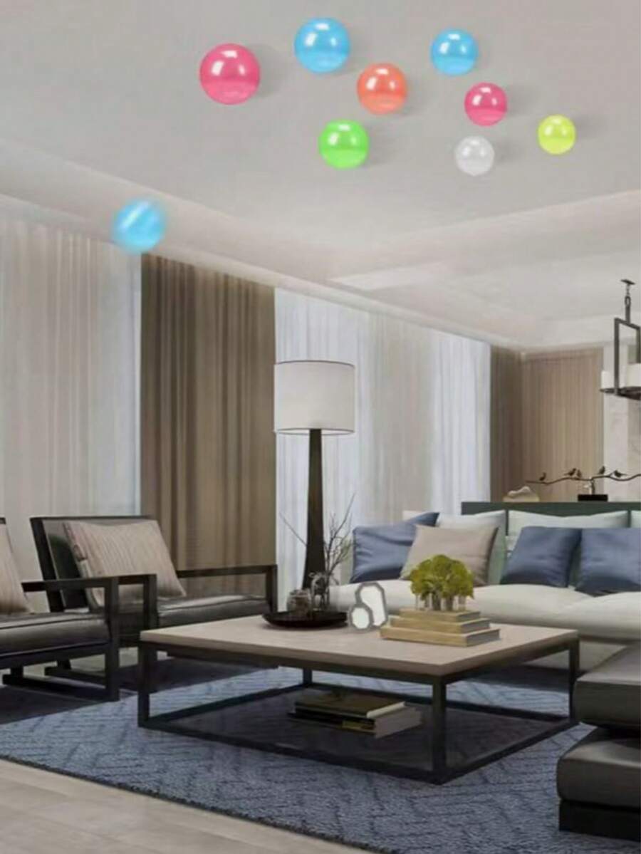 1/2/4/8 piezas Bolas adhesivas que brillan en la oscuridad, bolas que brillan en la oscuridad y se adhieren al techo, bolas de techo elegantes - Multicolor - Ver 1