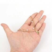 1pc New Classic Stainless Steel Letter Pendant Gold Multi-Layer Chain Necklace, Women's - Yellow Gold - View 3