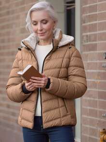 Risissida Women's Autumn/Winter Casual Jacket With Zipper Pockets And Hood - Brown - View 5