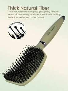 1pc Boar Bristle Anti-Static Scalp Massage Hollow Styling Comb Hair Salon Tool Gift - Multicolor - View 9