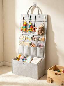 1pc Felt Hanging Storage Organizer Bag, Wall-Mounted Multi-Pocket Storage Bag, Suitable For Baby Room And Children's Room Miscellaneous Items Storage - Multicolor - View 8