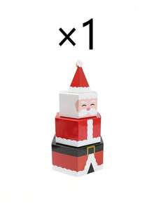 1pc Santa Claus Hexagonal Stackable Box - Suitable For Christmas Party Home Decor, Christmas Gift Packaging, New Year Party, Christmas Souvenirs, New Year Party, Winter Theme Party, Etc. - One Size Fits All - View 9