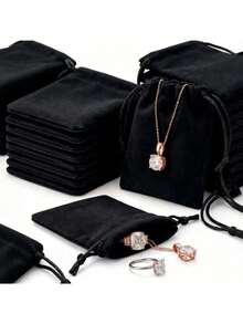 30pcs Velvet Jewelry Pouches With Drawstring, Soft Drawstring Gift Bags Suitable For Weddings, Parties, Valentine's Day And Anniversaries. - Multicolor - View 9