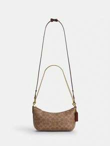 Coach Caitlin 24 Classical Monogram Shoulder Bag For Women Hobo Purses With Coin Pocket And Adjustable Strap - Brown - View 6
