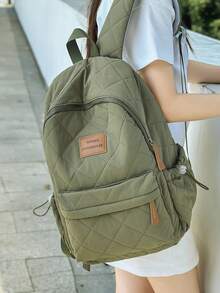 Mochila clásica de gran capacidad de unicolor - Verde - Ver 5