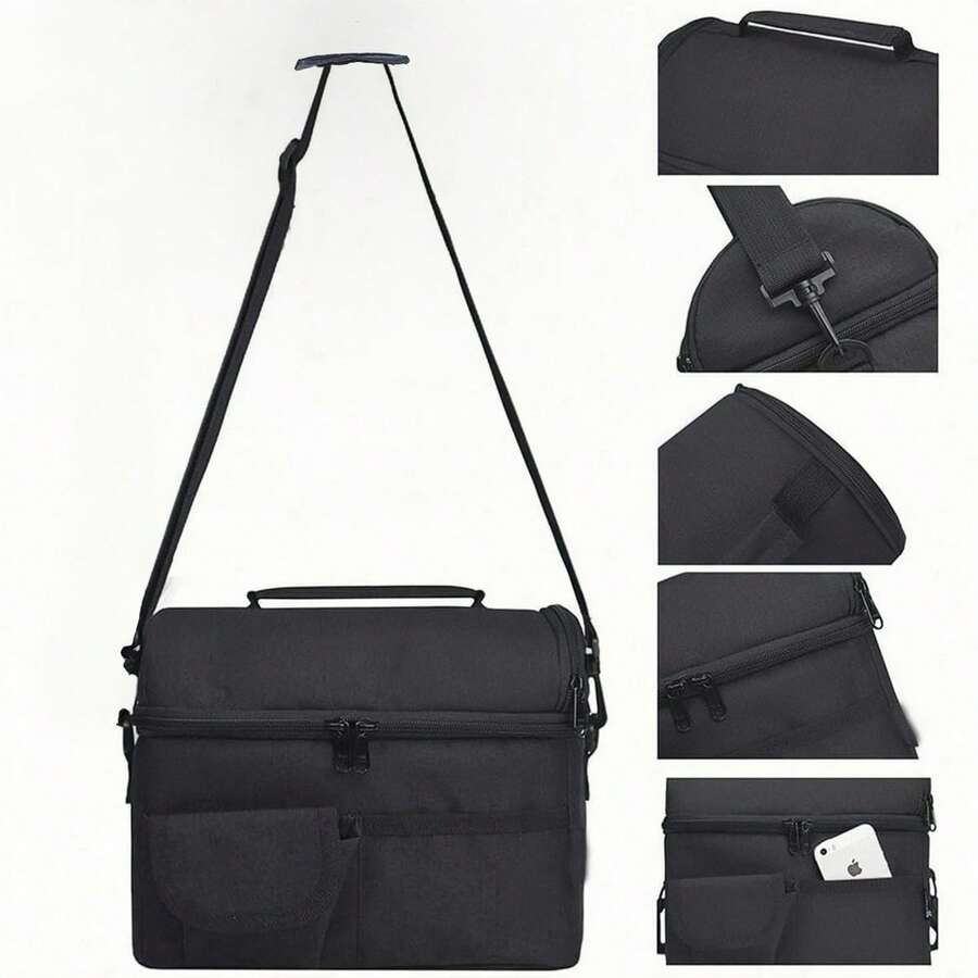 Unisex Insulated Lunch Bag, Reusable Leak-Proof Cold-Keeping Handheld Lunch Box Bag With Adjustable Shoulder Strap, Portable Lunch Container Storage Bag, Suitable For Work, Office, Picnic, Travel - Multicolor - View 1