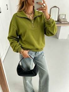 Women Sweatshirts - Olive Green - View 3