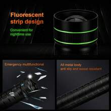 1 buah Senter LED Daya Tinggi, Dapat Diisi Ulang USB, Senter Taktis dengan Jarak Pancaran Cahaya Sangat Jauh, Penerangan Terang, Cocok untuk Memancing di Luar Ruangan, Peralatan Berkemah - Hitam - View 6