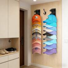 Baseball Cap Storage Rack, Wall-Mounted Hat Holder With Strong Adhesive, Plastic Material, Holds 10 Hats Each, Hat Display Rack For Door And Cabinet, Multi-Layer Double-Layer Installation Options, Back To School Student Supplies - Multicolor - View 2