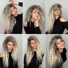 71.12cm Long Curly Wig, Gradient Gold Brown, Heat-Resistant Synthetic Fiber, Breathable Elastic Mesh Cap, Suitable For Daily Wear, Halloween Wig, Suitable For Beginners - Multicolor - View 8