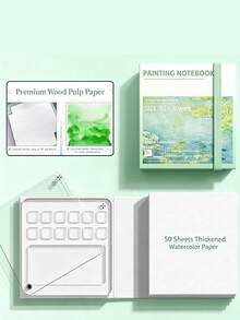 Adult Watercolor Sketchbook, Mini Acrylic Watercolor Paint Box, Small Drawing Board, Portable Notebook, Sketchbook For Sketching And Travel, Pocket Watercolor Sketchbook With Both Creative Coloring And Casual Doodling Functions. - A - View 7