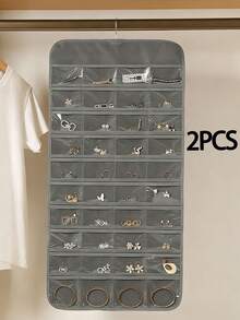 2pcs/1pc Double-Sided Metal Jewelry Storage Roll With Hook, Can Be Hung On Closet, Wall Or Door, Used For Storing Earrings, Necklaces, Rings And Other Jewelry. - Multicolor - View 15