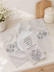 2pcs Minimalist Beige Bible Quote Daisy Print Kitchen Towels Dish Towels 40*60cm/45*70cm Microfiber Polyester Material Artistic Floral Home Kitchen Hand Towels Dish Cloths Home Decor Kitchen Decor - Multicolor - View 9