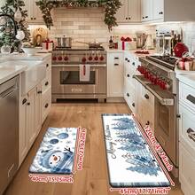 1/2/3pcs Christmas Theme Kitchen Rugs, Flannel Kitchen Rugs Blue Plaid Christmas Tree Pattern, Comfortable Soft Absorbent Non-Slip Machine Washable With Non-Slip Backing, Multi-Functional Floor Mat Suitable For Entryway, Living Room, Bedroom, Kitchen, Dining Room, Bathroom, Laundry Room, Hallway And Holiday Decoration - Multicolor - View 11