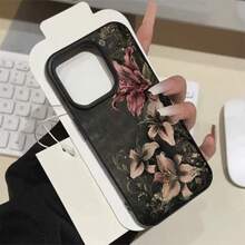 1件極簡藍色碎花草圖案個性化磨砂荔枝紋全包防摔TPU手機殼，適用於Apple 17 16 15 14 13 12 11 Pro Max A55/54/53/52/51 S25/24/23/22/21系列 - 彩色 - 查看 4