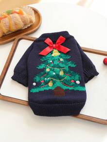 1PC Pet Clothes 2026 Autumn/Winter New Small Dog Puppy Cat Cute Pet Holiday Atmosphere Soft Skin-Friendly Warm Christmas Sweater - Navy Tree - Multicolor - View 11