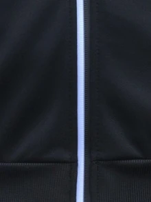 Blueprint Man 1件裝男士黑色休閒連帽夾克，厚針織外層布料搭配羊羔絨內裡，觸感柔軟細緻，兩側拉鍊口袋實用，連帽開襟衫，秋冬日常通勤，極簡休閒風，戶外旅行、居家休閒穿著，老錢風 - 黑色 - 查看 6