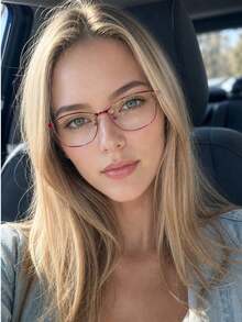 1pc High-Quality Silver Rectangular Full-Frame Metal Clear Lens Narrow Frame Glasses For Women, Fashion Accessory Suitable For Daily Wear, Back To School, Office And Outdoor Use - Multicolor - View 9
