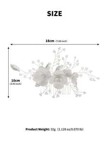 1pc Elegant White Flower Bridal Hair Comb Pearl Beaded Wedding Headpiece Hair Accessories For Bride - Multicolor - View 9