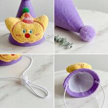 Handmade Blue Felt Pet Birthday Crown, Embroidered Cat Applique & Fluffy Pom Pom Party Cone Hat, Adjustable Pet Photo Prop, Suitable For 1st Birthday, Holiday Cat & Dog Costume, Premium Pet Accessory, Best Gift For Pet Lovers - Multicolor - View 8