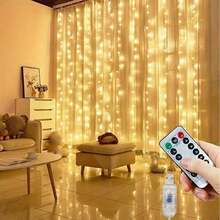 8-Function Outdoor String Lights, Background Wall Decor String Lights, USB Curtain String Lights, Yard Garden Decor Hanging Lights, Halloween Decoration, Remote Control LED Curtain Lights, Christmas Decoration, Home Kitchen Decor Lights, Bedroom Curtain String Lights - USB Curtain Lights - View 5