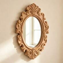 1pc Creative European Style Unpainted Wooden Carved Photo Frame Mirror Frame Home Decor, Unpainted Wood Material, Woodworking Supplies, Scrollwork, Suitable For Wedding Decoration - Home Decor - Holiday Gift - Multicolor - View 11