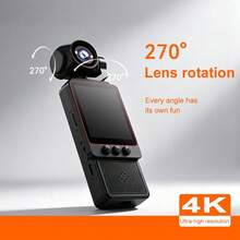 4K Wifi Digital Camera, Dv Camera, 180° Rotating Lens, With Flash, 1080P Ultra-Clear, Motion Stabilization, One-Click Recording/Video Shooting, Wifi Mobile Phone Connection, Equipped With 64Gb Sd Card - View 7