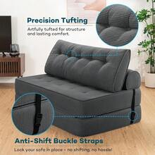 Foldable Corduroy Sofa Bed, 3‑In‑1 Convertible Floor Sleeper Couch Chair, Multi‑Purpose Full‑Grey Lazy Sofa For Living Room Bedroom Guest Room Home Furniture - Dark Grey - View 6