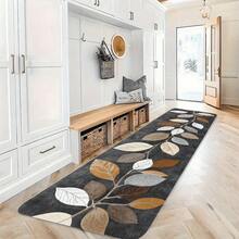1pc Leaf Pattern Runner Rug, Soft Comfortable Bedroom Carpet, Washable Rug, Suitable For Front Door, Entrance, Hallway, Kitchen, Bedroom, Dorm, Dining Room, Skin-Friendly Carpet, Living Room Rug, Sofa Seat Rug, Area Rug, Creative Versatile Home Decor Rug, Large Living Room Carpet, Bedroom Carpet, Walk-In Closet Rug, Room Decor, Gift For Family And Friends - Multicolor - View 3